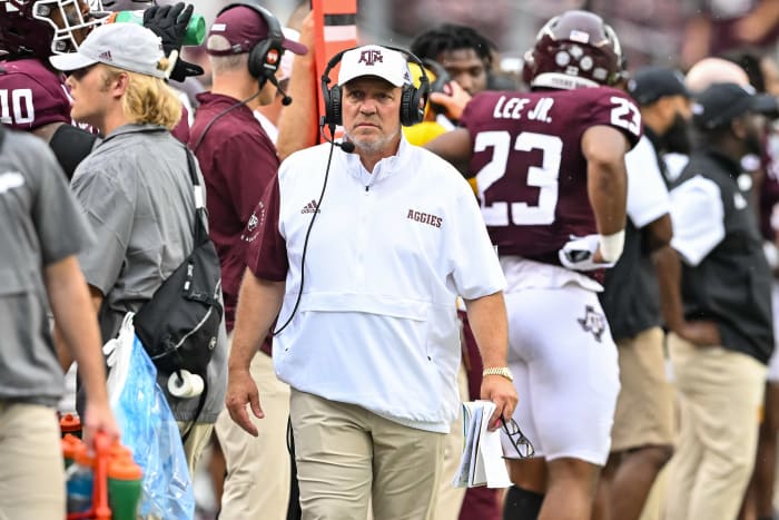 Texas A&M Aggies head coach Jimbo Fisher looks on during the fourth quarter against the Sam Houston State Bearkats at Kyle Field.